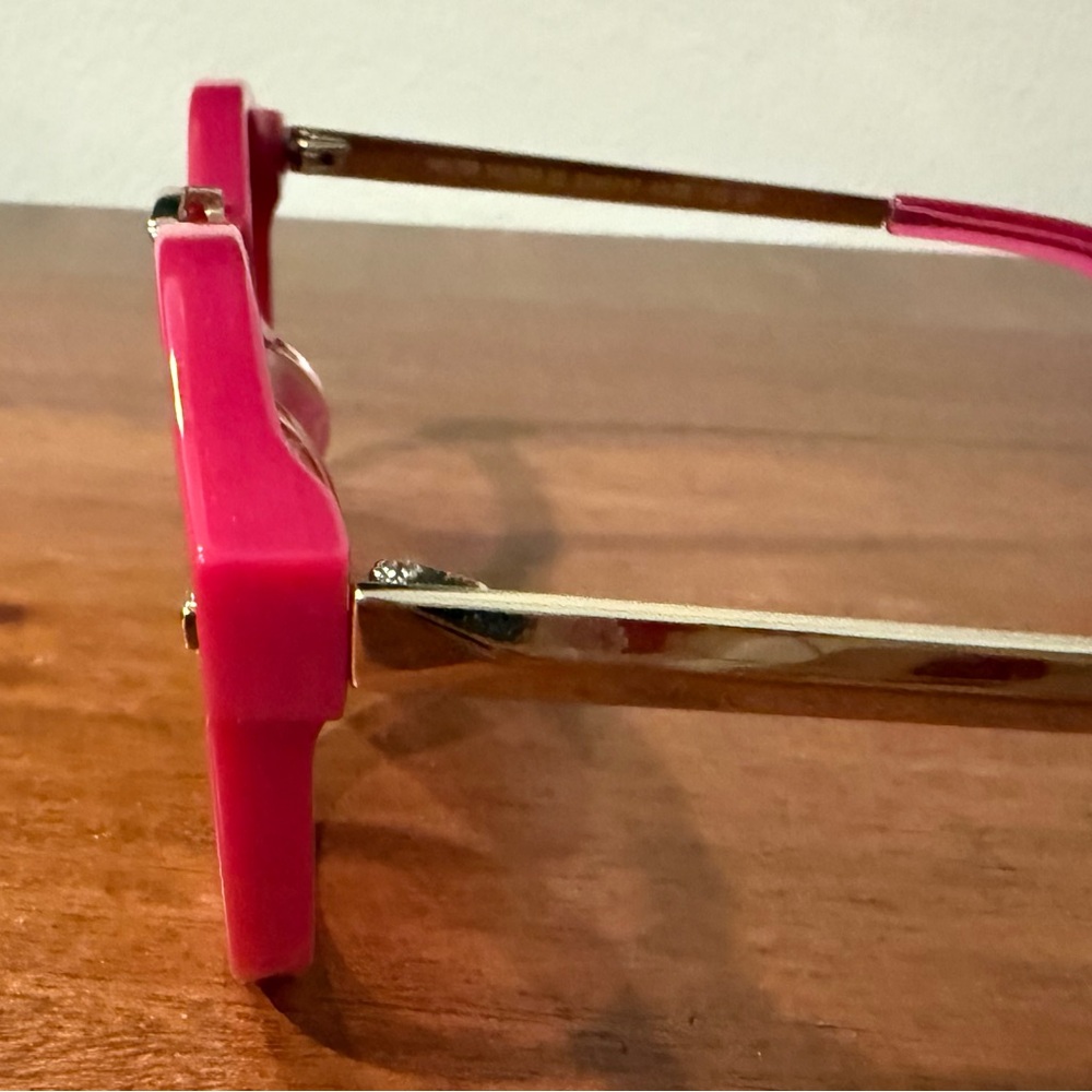 ICONIC NWOT Karen Walker Hot Pink Sunglasses with gold accents and case - Picture 6 of 13